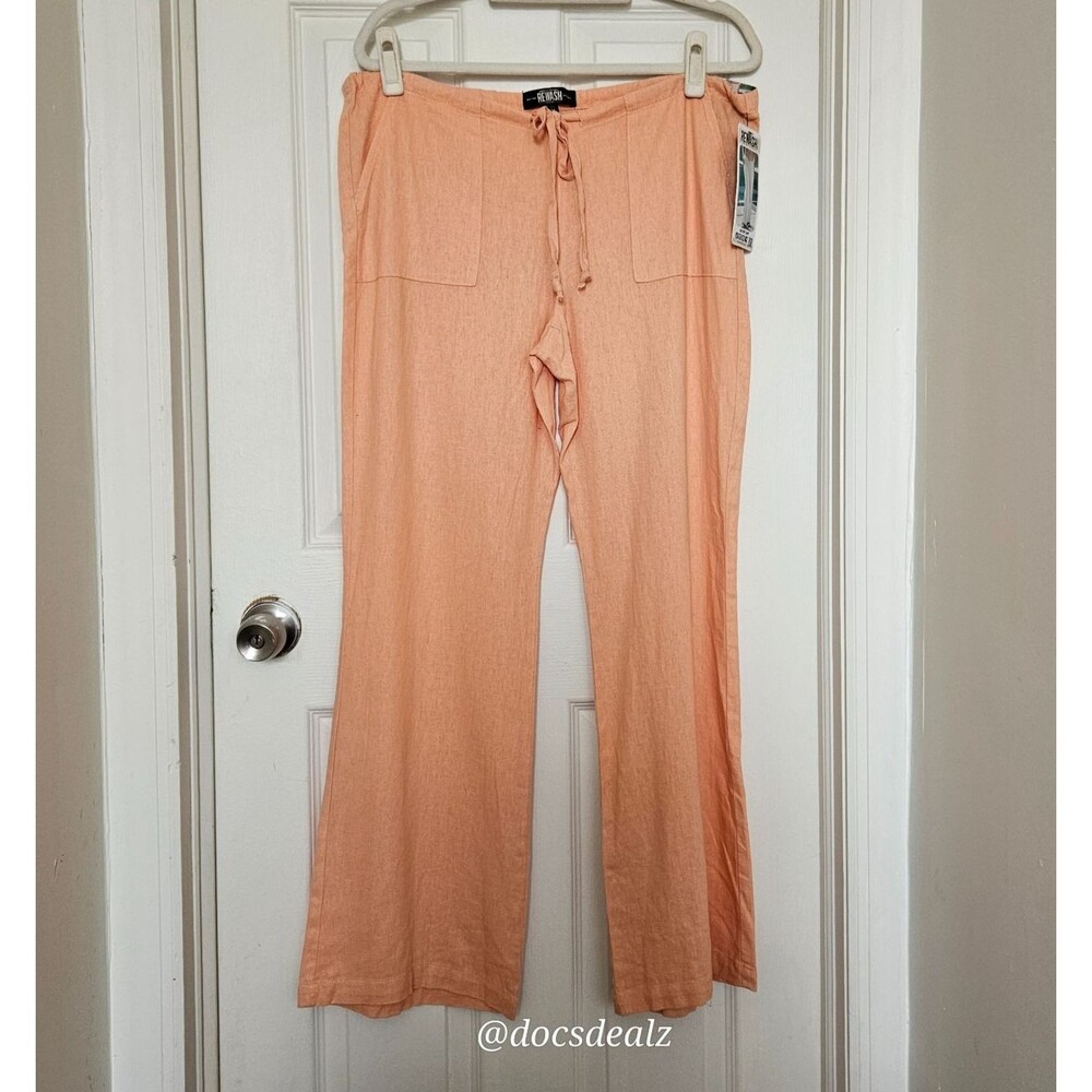 ReWash Drawstring Wide Leg Pants Peach Women's Medium